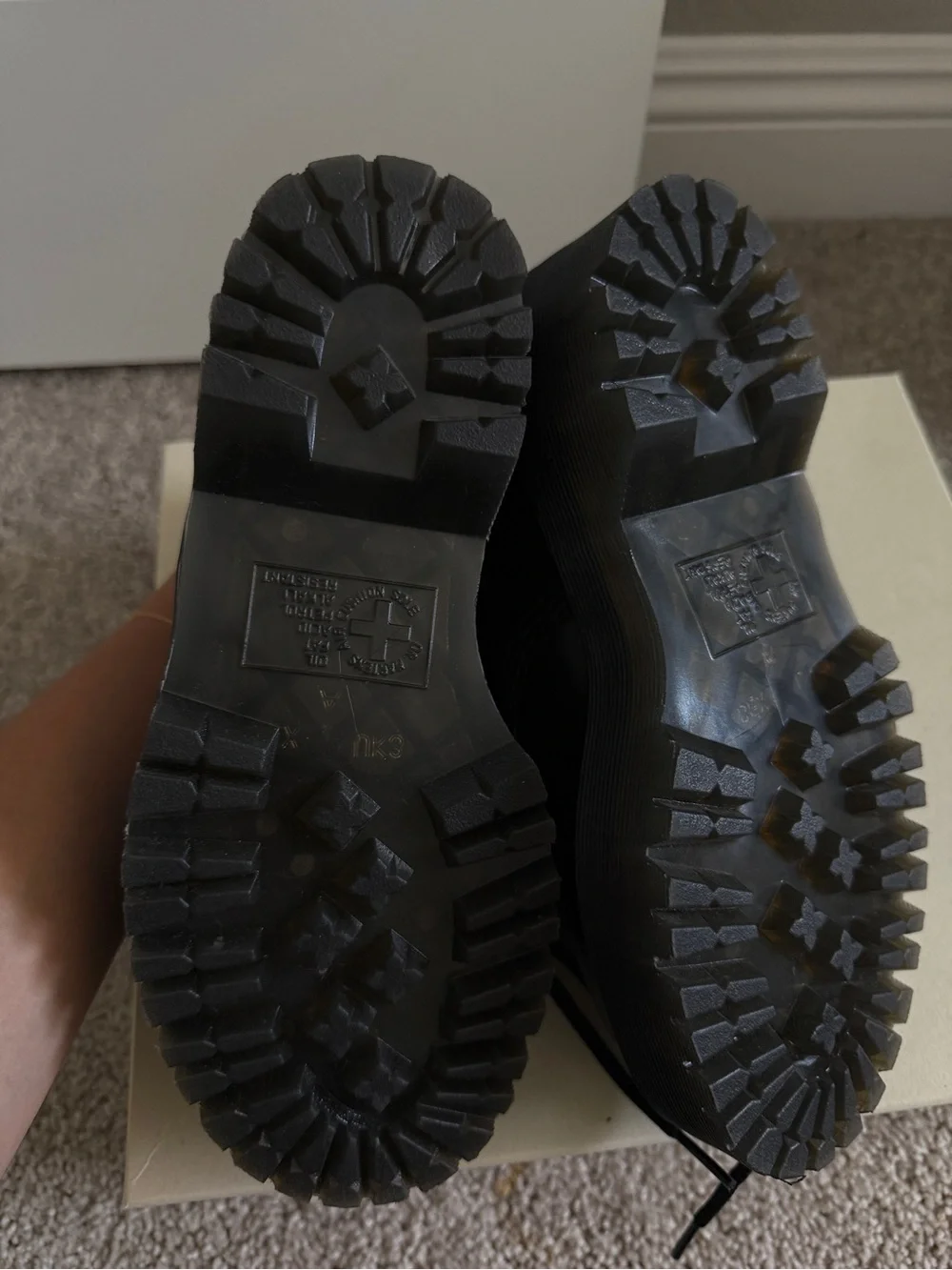 Dr. Martens Black Lace-Up Platform Boots with Yellow Stitching - Picture 4 of 4